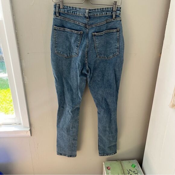 We Wore What Blue High Rise Button Fly Jean Distressed - Picture 3 of 6